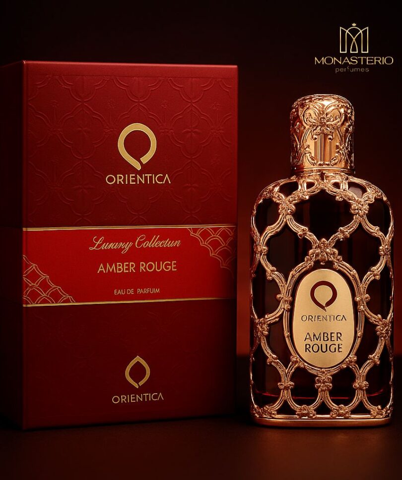 Amber Rouge_ Elegancia Roja y Oro